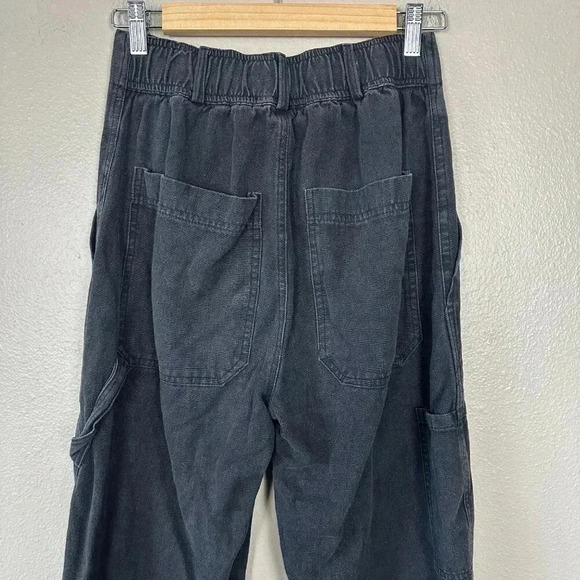 Back Beat Co. High Rise Straight Leg Cargo Pants Hemp Washed Black Small - Picture 7 of 8